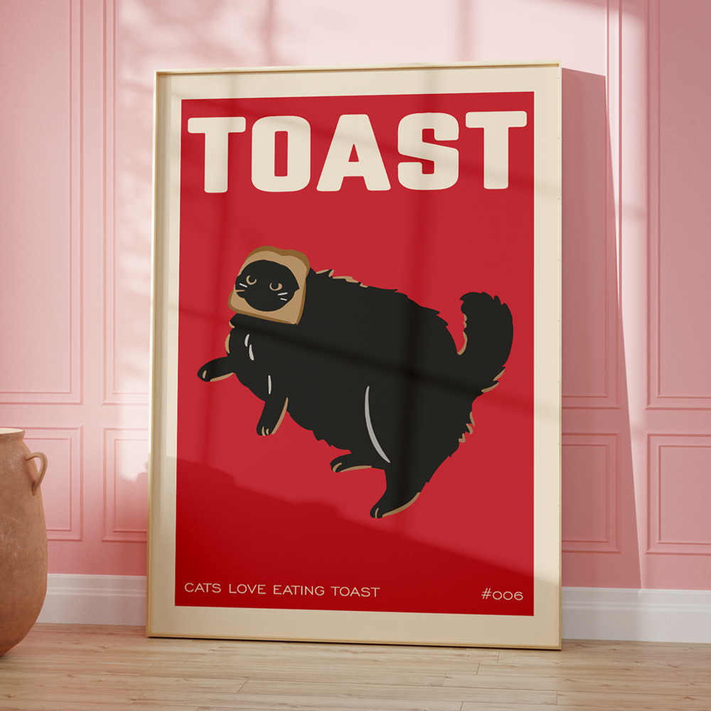 Home Decor Vietnam - Black Cat Breakfast Toast Lover ของขวัญแมวทํากิจกรรมขนมปังคําคม