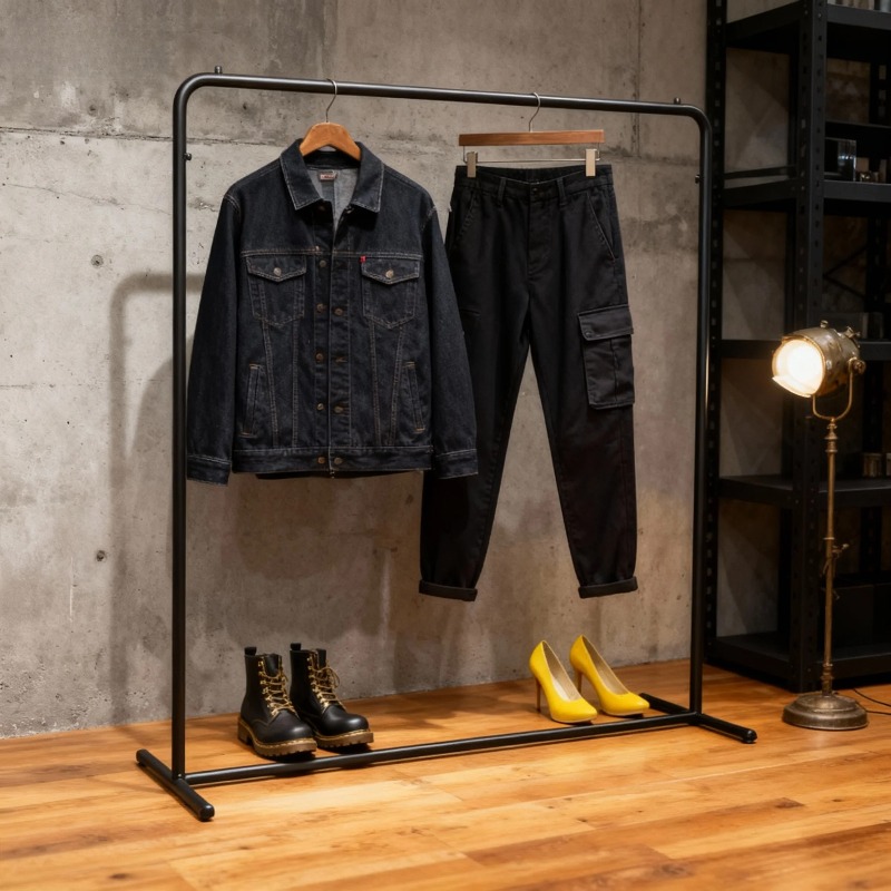 Home Decor Retail Stores - ราวแขวนเสื้อผ้าหรูหราสีทอง ทำจากเหล็ก แข็งแรง ทนทาน สำหรับโชว์เสื้อผ้า ความยาว