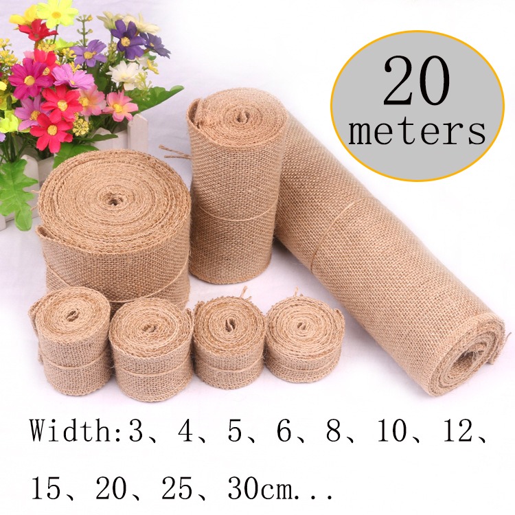 Linen Table Runner - ผ้าลินินปอกระเจาธรรมชาติขนาด 5-30 ซม. ผ้าลินินปอกระเจารollen ยาว 20