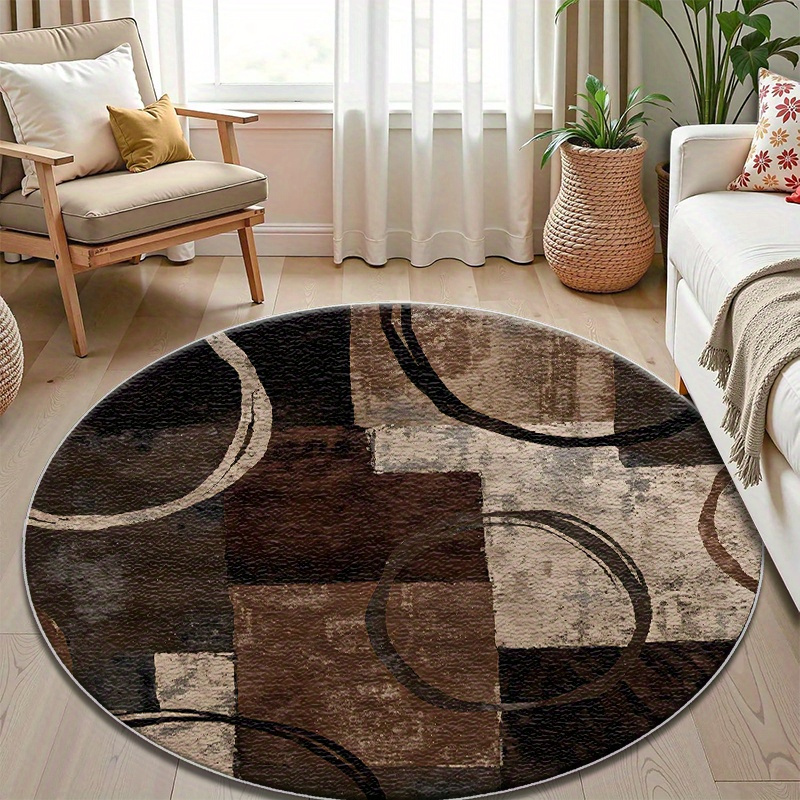 Home Decor Retail Stores - พรมปูพื้นลายกราฟิกโค้งสไตล์วินเทจโมเดิร์น ทนทาน เหมาะสำหรับทางเข้าร้านกาแฟ สำนักงาน ซูเปอร์มาร์เก็ต และร้านค้าต่างๆ