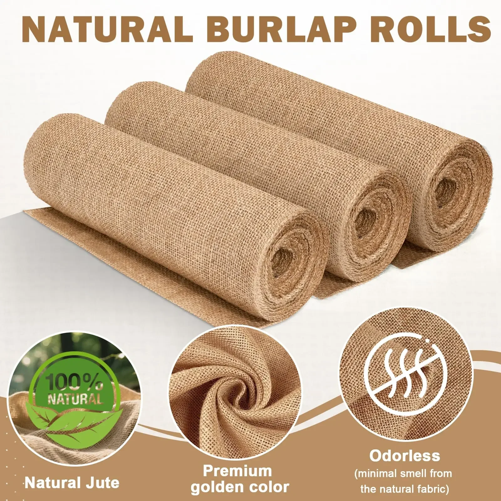 Linen Table Runner - ผ้ากระสอบสีเบจแบบม้วน ดีไซน์ใหม่ ขนาด 30 ซม. x