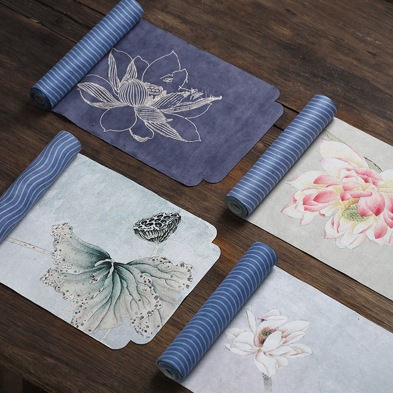 Linen Table Runner - ผ้าปูโต๊ะผ้าฝ้ายผ้าลินินงานฝีมือสไตล์จีน ลายดอกบัวใส ผ้าสักหลาดเนื้อนุ่ม แผ่นรองโต๊ะน้ำชา ผ้าเช็ดแห้ง ผ้าม่าน