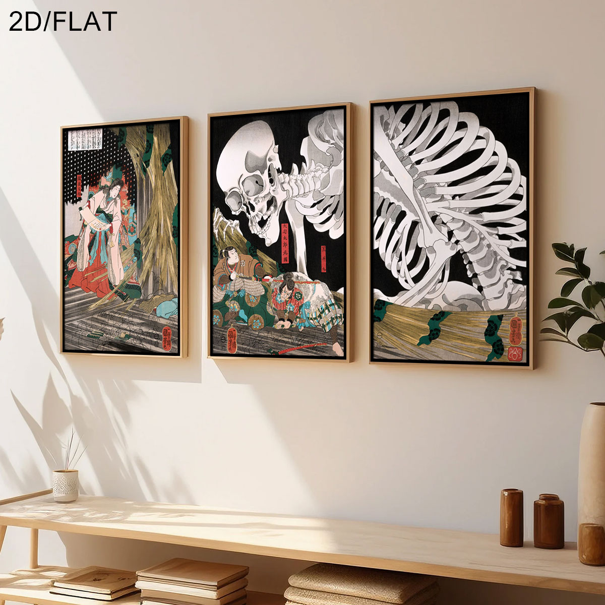 3 ชิ้น ภาพพิมพ์บนผ้าใบลาย Taki - Home Decor Japandi บทวิจารณ์และราคา