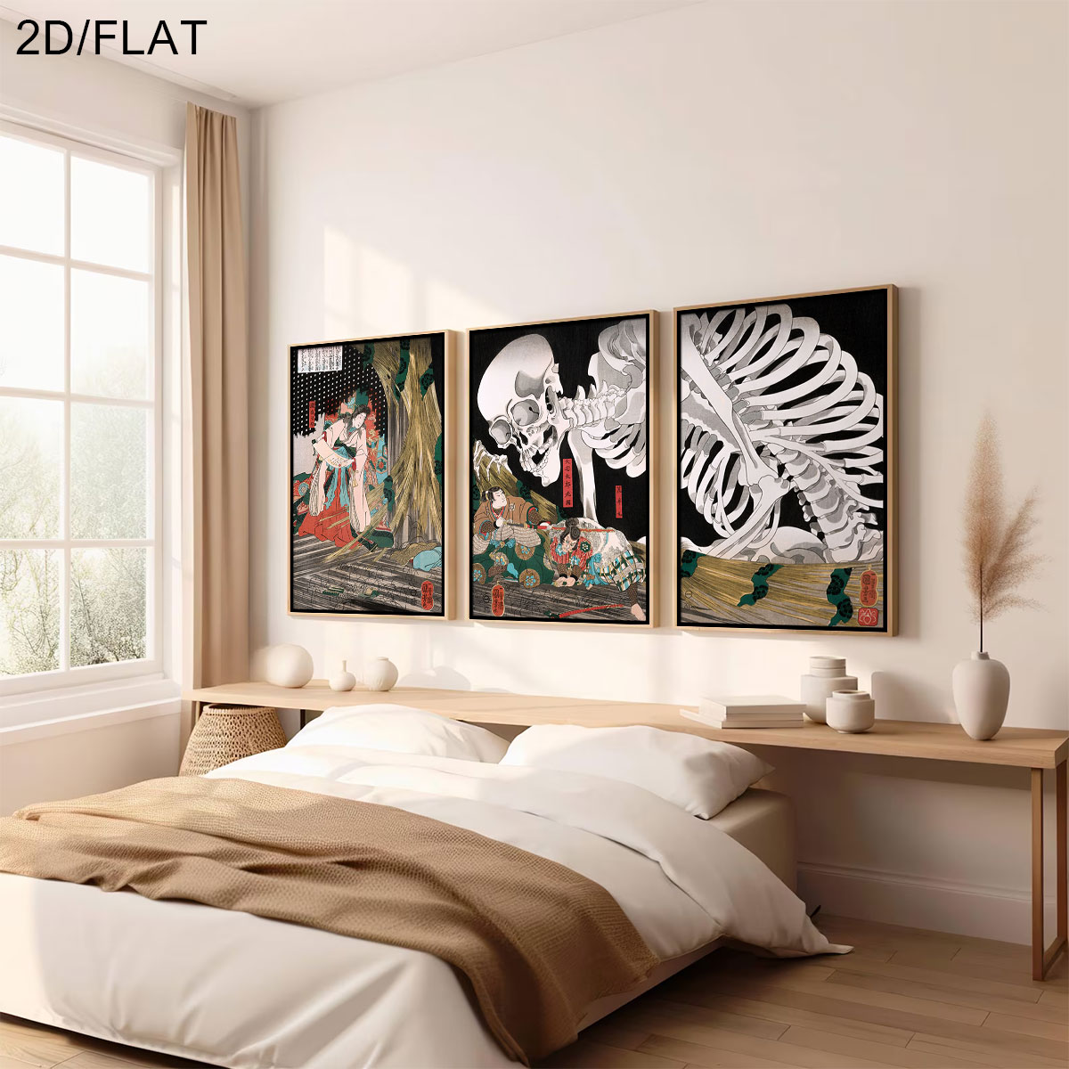 3 ชิ้น ภาพพิมพ์บนผ้าใบลาย Taki - Home Decor Japandi บทวิจารณ์และราคา