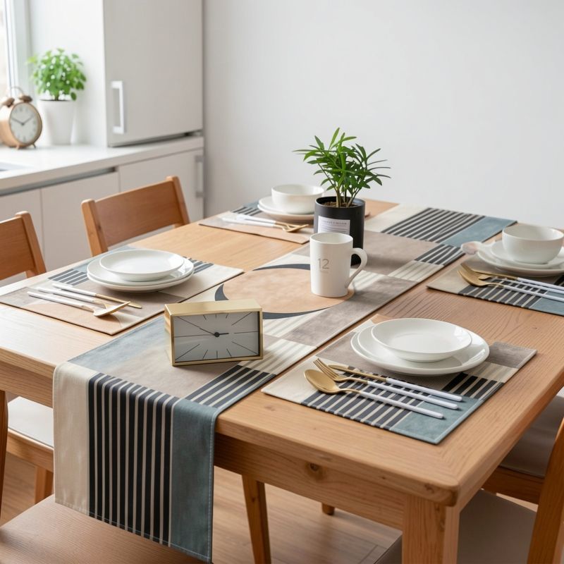 ชุดผ้ารองโต๊ะและแผ่นรองจานลายเ - Linen Table Runner บทวิจารณ์และราคา