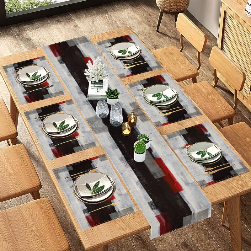 ชุดผ้ารองจานและผ้าปูโต๊ะลายศิล - Linen Table Runner บทวิจารณ์และราคา