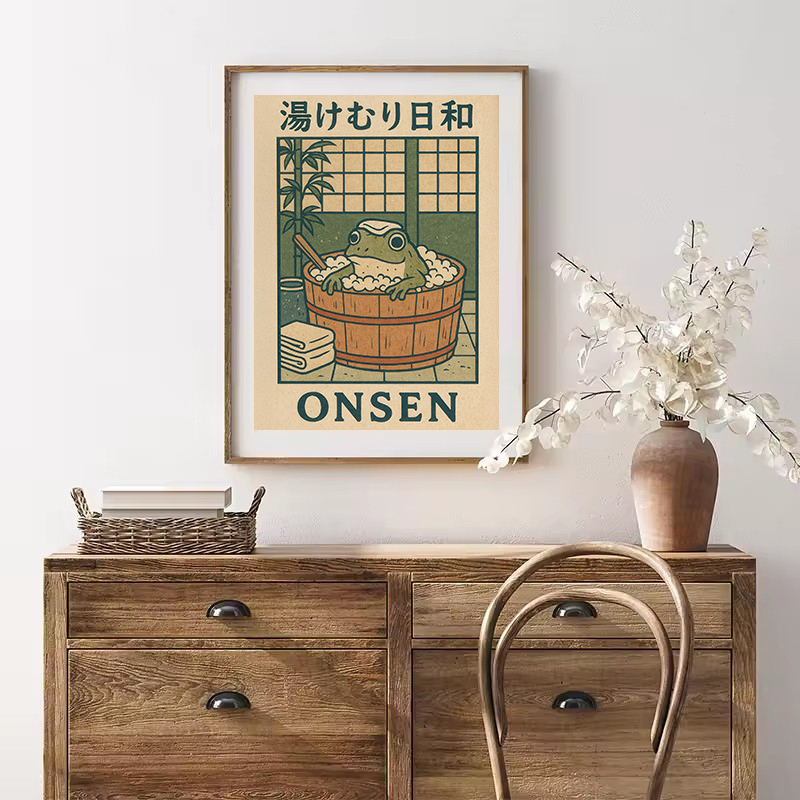 ภาพพิมพ์บนผ้าใบลายกบญี่ปุ่นย้อ - Home Decor Vietnam บทวิจารณ์และราคา