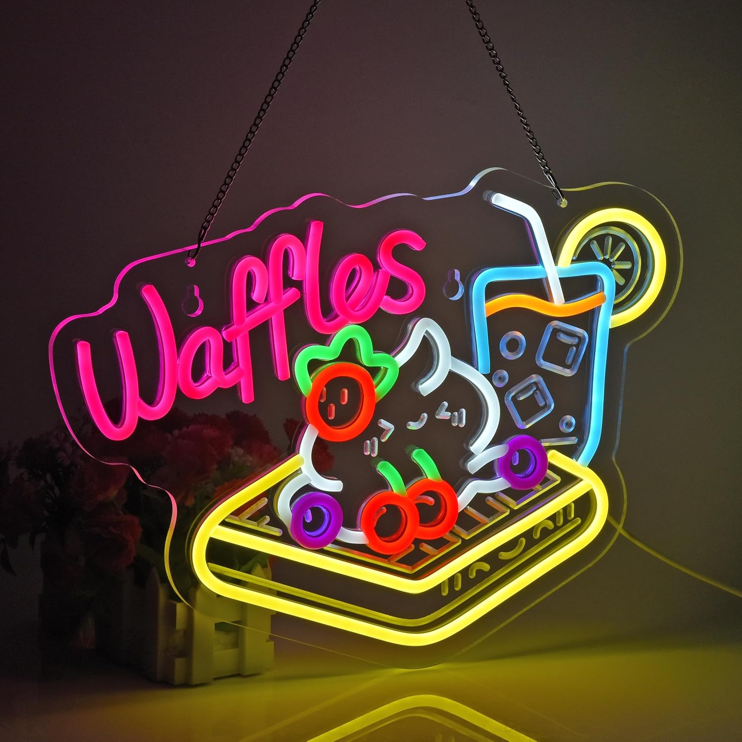วาฟเฟิลนีออน ไฟ LED นีออนแบบ U - Home Decor Retail Stores บทวิจารณ์และราคา