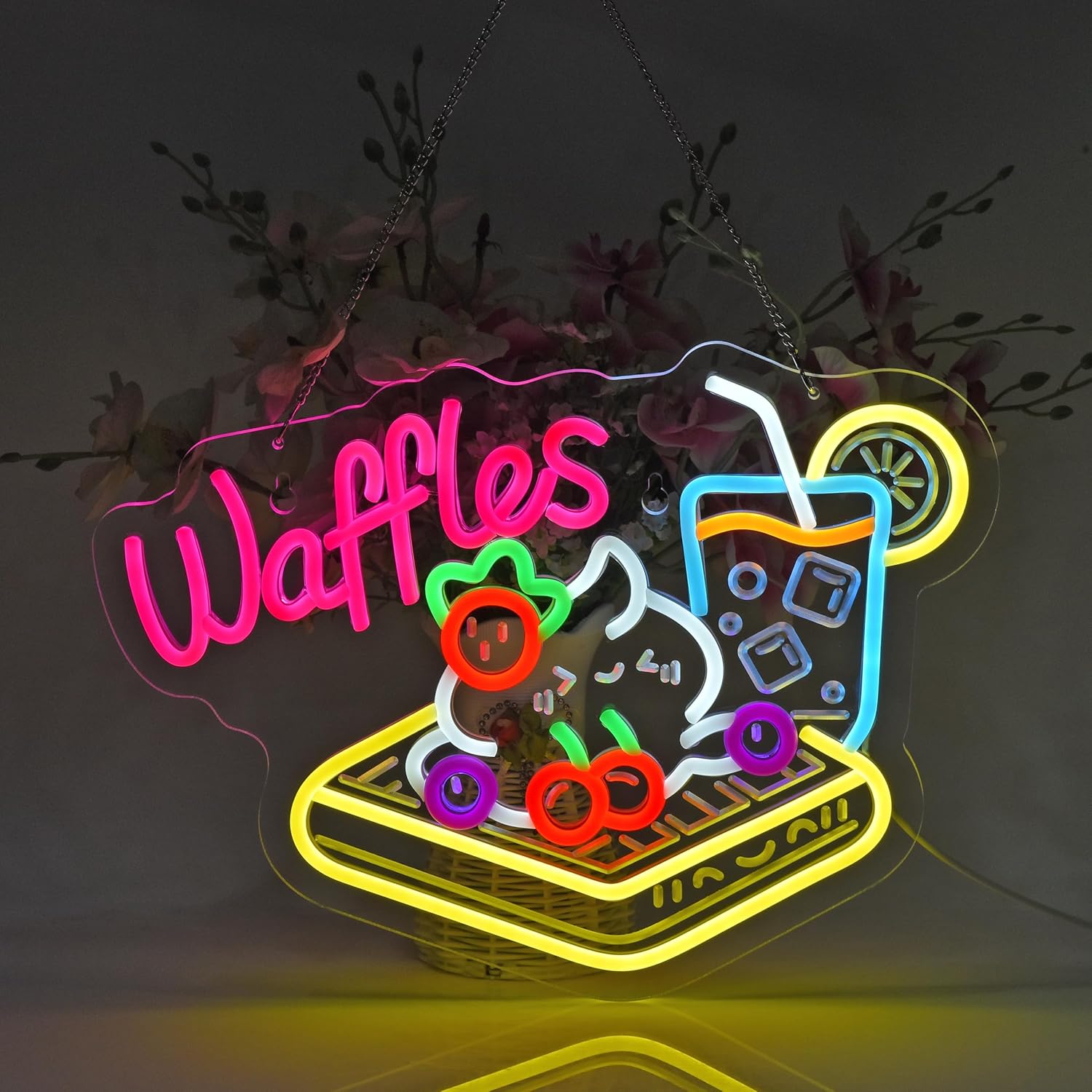 วาฟเฟิลนีออน ไฟ LED นีออนแบบ U - Home Decor Retail Stores บทวิจารณ์และราคา