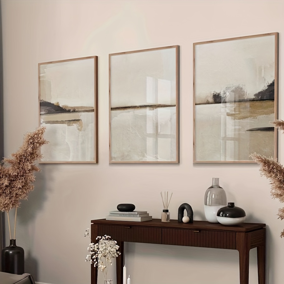 ภาพพิมพ์บนผ้าใบลายเรขาคณิตแบบน - Home Decor Japandi บทวิจารณ์และราคา