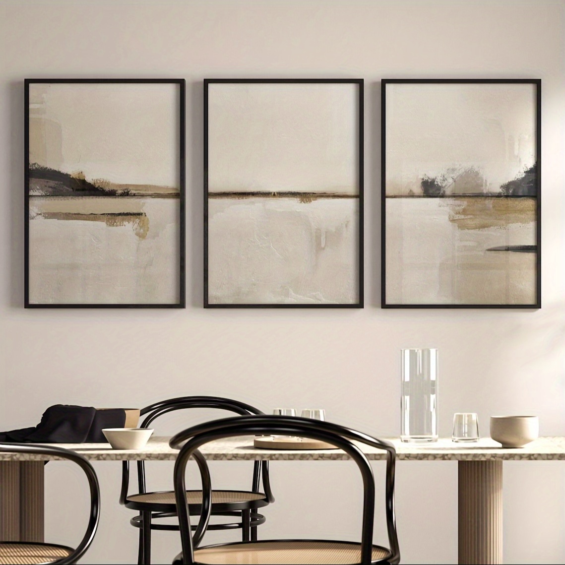 ภาพพิมพ์บนผ้าใบลายเรขาคณิตแบบน - Home Decor Japandi บทวิจารณ์และราคา