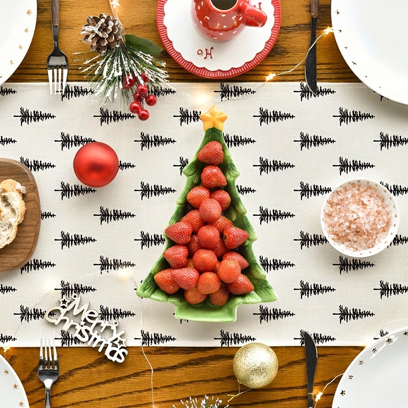 ผ้าปูโต๊ะลายต้นคริสต์มาสเรียบง - Linen Table Runner บทวิจารณ์และราคา