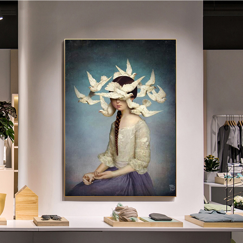 ภาพวาดรูปนกพิราบสีขาวสไตล์นอร์ - Home Decor Japandi บทวิจารณ์และราคา