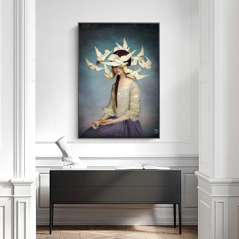ภาพวาดรูปนกพิราบสีขาวสไตล์นอร์ - Home Decor Japandi บทวิจารณ์และราคา