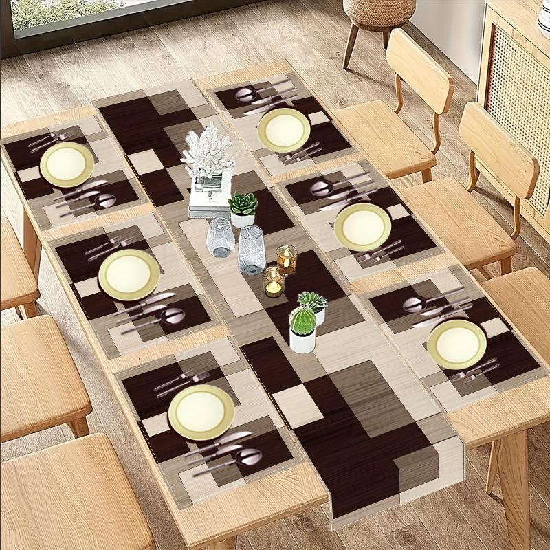 VIKAMA ชุดแผ่นรองจานสไตล์เรขาค - Linen Table Runner บทวิจารณ์และราคา