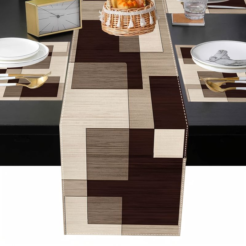 VIKAMA ชุดแผ่นรองจานสไตล์เรขาค - Linen Table Runner บทวิจารณ์และราคา