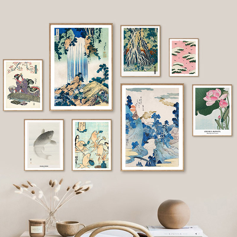 Hokusai Ohara Koson ศิลปะญี่ปุ - Home Decor Japandi บทวิจารณ์และราคา