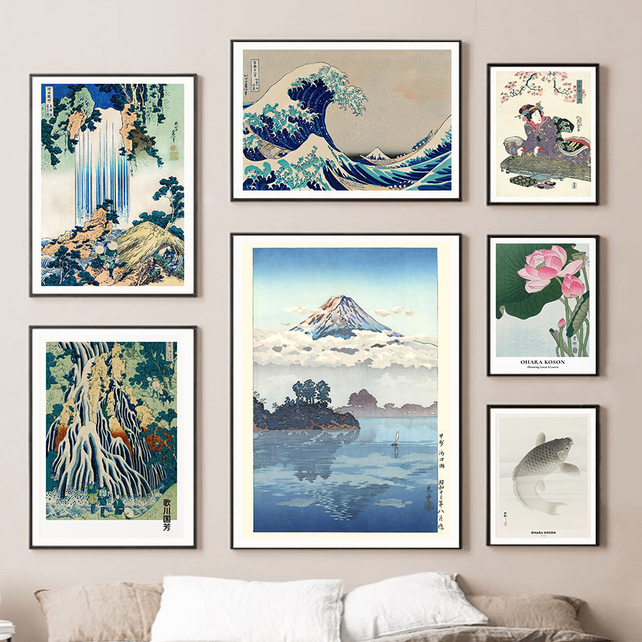 Hokusai Ohara Koson ศิลปะญี่ปุ - Home Decor Japandi บทวิจารณ์และราคา