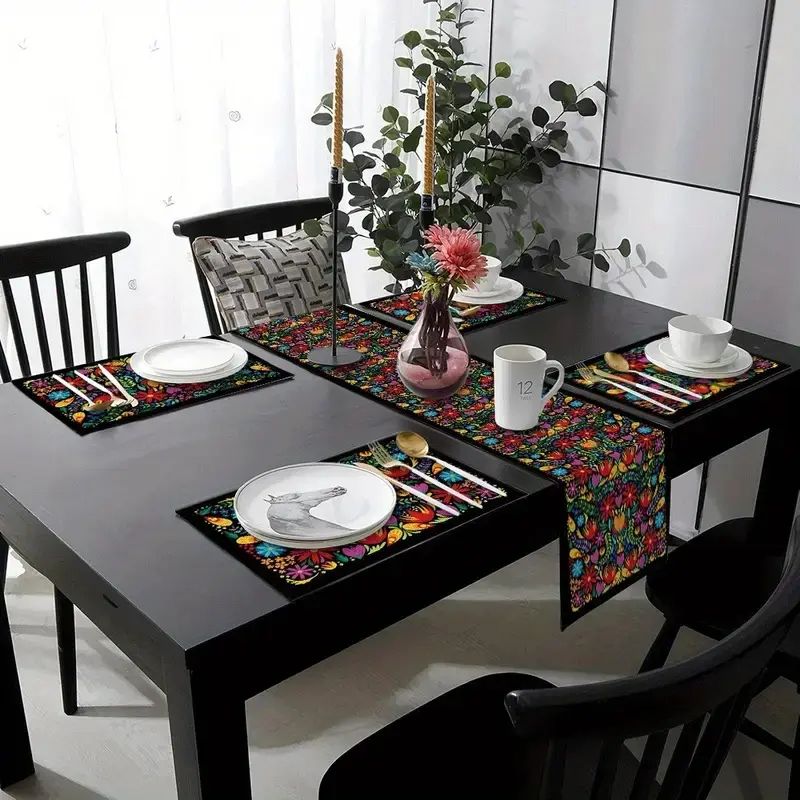 VIKAMA ชุดแผ่นรองจานลายดอกไม้ส - Linen Table Runner บทวิจารณ์และราคา