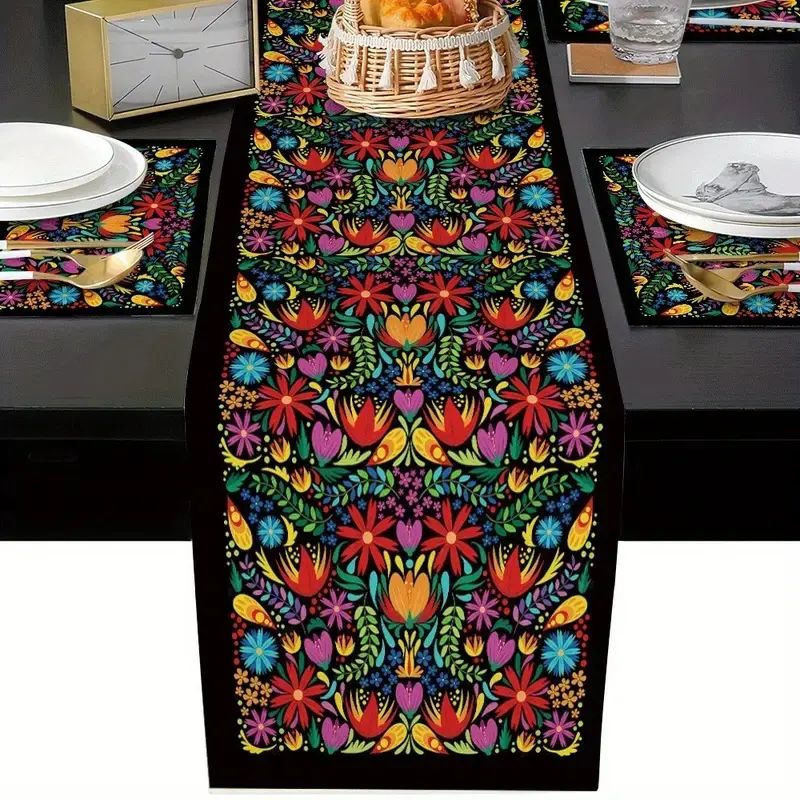 VIKAMA ชุดแผ่นรองจานลายดอกไม้ส - Linen Table Runner บทวิจารณ์และราคา