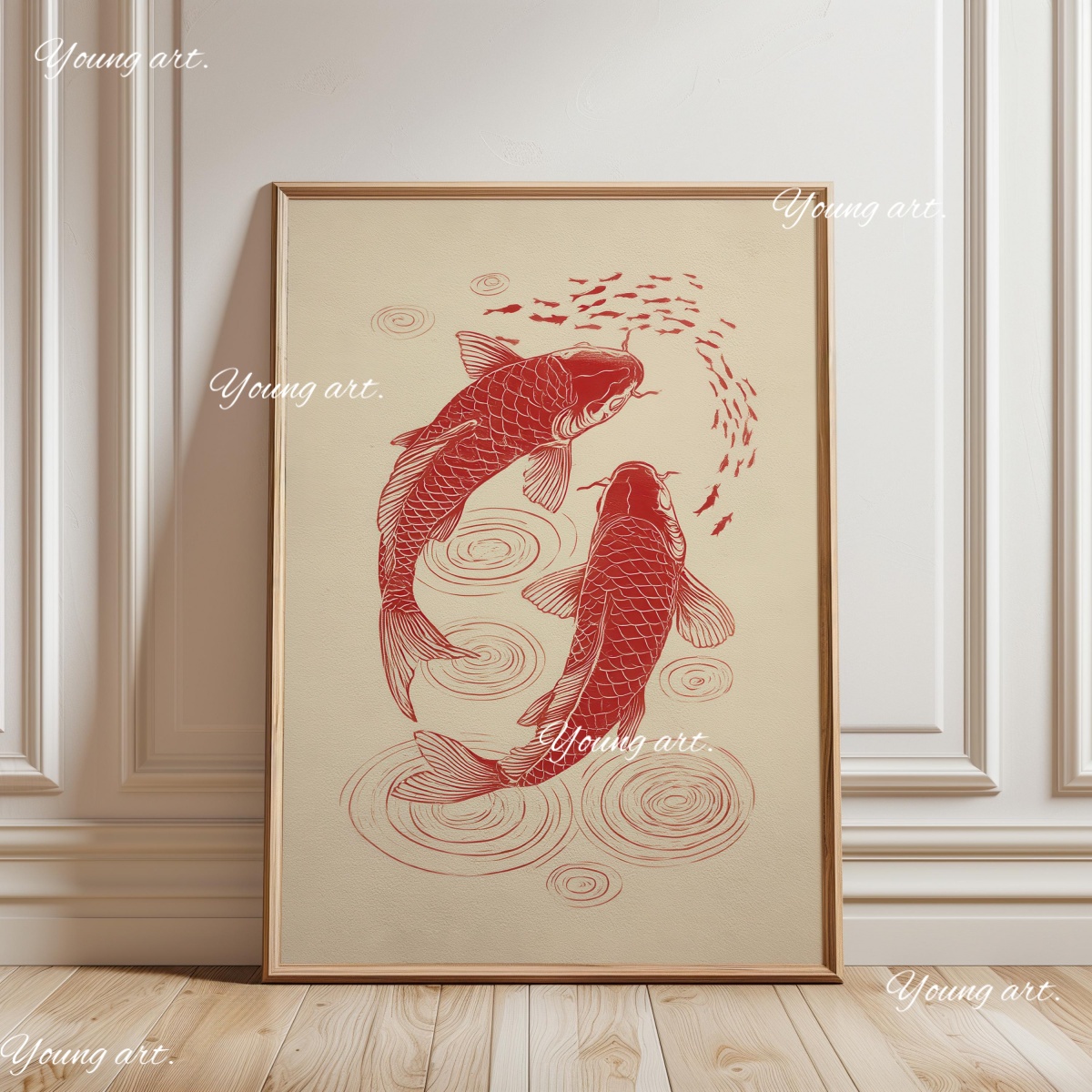 ปลาคาร์ฟญี่ปุ่นพิมพ์บนผ้าใบ โป - Home Decor Vietnam บทวิจารณ์และราคา