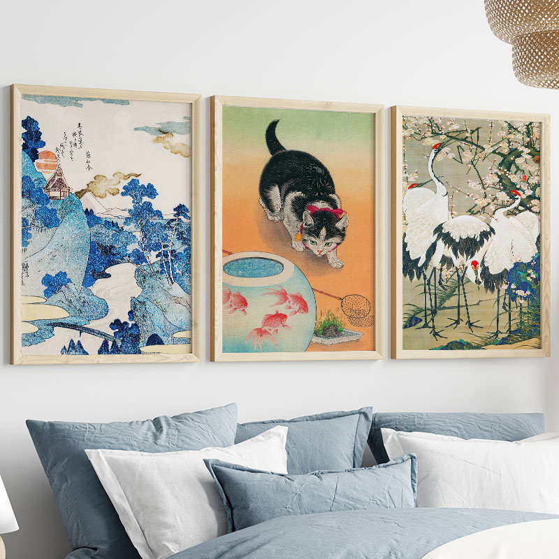 ภาพพิมพ์บนผ้าใบของคาตสึชิกะ โฮ - Home Decor Japandi บทวิจารณ์และราคา