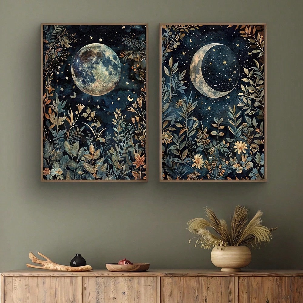 ภาพพิมพ์บนผ้าใบลายโบโฮ มูน โบต - Home Decor Vietnam บทวิจารณ์และราคา