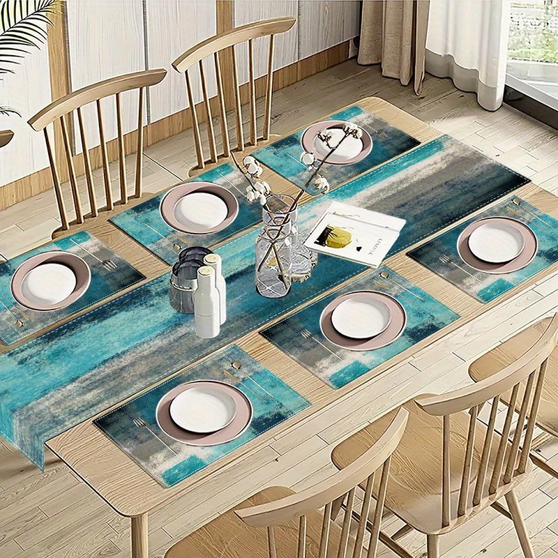 VIKAMA Morandi Abstract Ink Ta - Linen Table Runner บทวิจารณ์และราคา